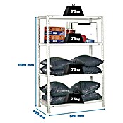 Simonrack Simonclassic Estantería metálica Advantage (Al x An x Pr: 150 x 90 x 40 cm, Capacidad de carga por balda: 75 kg, Número de baldas: 4 ud., Atornillado, Blanco) | BAUHAUS
