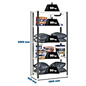 Simonrack Simonclassic Estantería metálica Comfort Superplus (Al x An x Pr: 200 x 110 x 30 cm, Capacidad de carga por balda: 90 kg, Número de baldas: 5 ud., Atornillado, Antracita/Blanco) | BAUHAUS