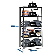 Simonrack Simonclassic Estantería metálica Comfort Superplus (Al x An x Pr: 200 x 110 x 30 cm, Capacidad de carga por balda: 90 kg, Número de baldas: 5 ud., Atornillado, Antracita) | BAUHAUS