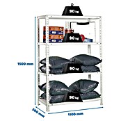 Simonrack Simonclassic Estantería metálica Comfort Superplus (Al x An x Pr: 150 x 110 x 30 cm, Capacidad de carga por balda: 90 kg, Número de baldas: 4 ud., Atornillado, Blanco) | BAUHAUS