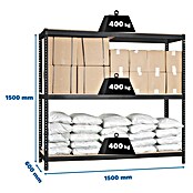 Simonrack Ecoforte Estantería para cargas pesadas Chipboard (Al x An x Pr: 150 x 150 x 60 cm, Capacidad de carga por balda: 400 kg, Número de baldas: 3 ud., Inserción, Antracita/Madera) | BAUHAUS