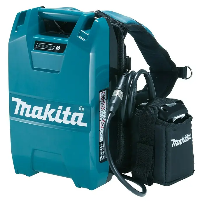 Makita Akku BL36120A - 36 V, 12 Ah - Abbildung einer Makita Akku-Rucksack Stromversorgung. Der Akku-Rucksack bietet tragbare Energie für kabellose Werkzeuge.