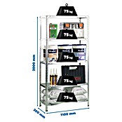 Simonrack Simonclassic Estantería metálica Advantage Superplus (Al x An x Pr: 200 x 110 x 30 cm, Capacidad de carga por balda: 75 kg, Número de baldas: 5 ud., Atornillado, Galvanizado) | BAUHAUS