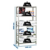 Simonrack Simonclassic Estantería metálica Advantage Superplus (Al x An x Pr: 180 x 110 x 30 cm, Capacidad de carga por balda: 75 kg, Número de baldas: 5 ud., Atornillado, Gris) | BAUHAUS