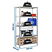 Simonrack Simonclick Estantería metálica (Al x An x Pr: 180 x 90 x 30 cm, Capacidad de carga por balda: 180 kg, Número de baldas: 5 ud., Inserción, Gris/Galvanizado) | BAUHAUS
