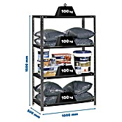 Simonrack Simonclassic Estantería metálica Comfort Plus (Al x An x Pr: 150 x 100 x 50 cm, Capacidad de carga por balda: 100 kg, Número de baldas: 4 ud., Atornillado, Antracita) | BAUHAUS