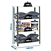 Simonrack Simonclassic Estantería metálica Comfort Plus (Al x An x Pr: 150 x 100 x 30 cm, Capacidad de carga por balda: 100 kg, Número de baldas: 4 ud., Atornillado, Antracita/Blanco) | BAUHAUS