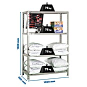 Simonrack Simonclassic Estantería metálica Advantage Plus (Al x An x Pr: 150 x 100 x 30 cm, Capacidad de carga por balda: 75 kg, Número de baldas: 4 ud., Atornillado, Gris) | BAUHAUS