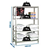 Simonrack Simonclassic Estantería metálica Advantage Superplus (Al x An x Pr: 150 x 110 x 40 cm, Capacidad de carga por balda: 75 kg, Número de baldas: 4 ud., Atornillado, Gris) | BAUHAUS