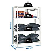 Simonrack Simonclassic Estantería metálica Advantage Superplus (Al x An x Pr: 150 x 110 x 40 cm, Capacidad de carga por balda: 75 kg, Número de baldas: 4 ud., Atornillado, Blanco) | BAUHAUS