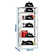 Simonrack Simonclassic Estantería metálica Advantage Plus (Al x An x Pr: 200 x 100 x 40 cm, Capacidad de carga por balda: 75 kg, Número de baldas: 6 ud., Atornillado, Blanco) | BAUHAUS
