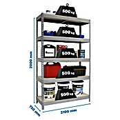 Simonrack Simonforte Estantería para cargas pesadas Chipboard (Al x An x Pr: 200 x 210 x 75 cm, Capacidad de carga por balda: 500 kg, Número de baldas: 5 ud., Inserción, Gris/Madera) | BAUHAUS