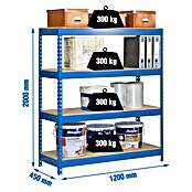 Simonrack Bricoforte Estantería para cargas pesadas Chipboard (Al x An x Pr: 200 x 120 x 45 cm, Capacidad de carga por balda: 300 kg, Número de baldas: 4 ud., Inserción, Azul) | BAUHAUS