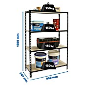 Simonrack Maderclick Estantería metálica (Al x An x Pr: 150 x 90 x 50 cm, Capacidad de carga por balda: 150 kg, Número de baldas: 4 ud., Inserción, Antracita) | BAUHAUS