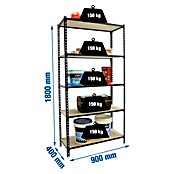 Simonrack Maderclick Estantería metálica (Al x An x Pr: 180 x 90 x 40 cm, Capacidad de carga por balda: 150 kg, Número de baldas: 5 ud., Inserción, Antracita) | BAUHAUS