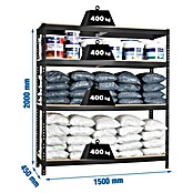 Simonrack Ecoforte Estantería para cargas pesadas Chipboard (Al x An x Pr: 200 x 150 x 45 cm, Capacidad de carga por balda: 400 kg, Número de baldas: 4 ud., Inserción, Antracita/Madera) | BAUHAUS