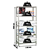 Simonrack Simonclassic Estantería metálica Advantage Superplus (Al x An x Pr: 200 x 110 x 40 cm, Capacidad de carga por balda: 75 kg, Número de baldas: 5 ud., Atornillado, Gris) | BAUHAUS