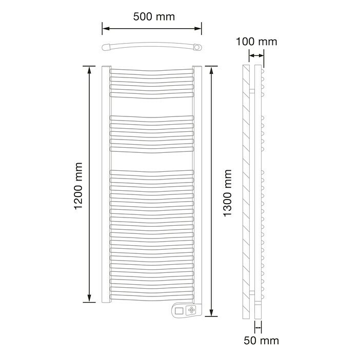 Rointe Radiador toallero eléctrico Sygma (An x Al: 50 x 130 cm, 500 W, Blanco, Display LCD)