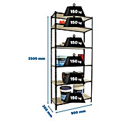 Simonrack Maderclick Metallregal Maderclick (H x B x T: 250 x 90 x 30 cm, Traglast pro Boden: 150 kg, Anzahl Böden: 6 Stk., Stecken, Anthrazitgrau) | BAUHAUS