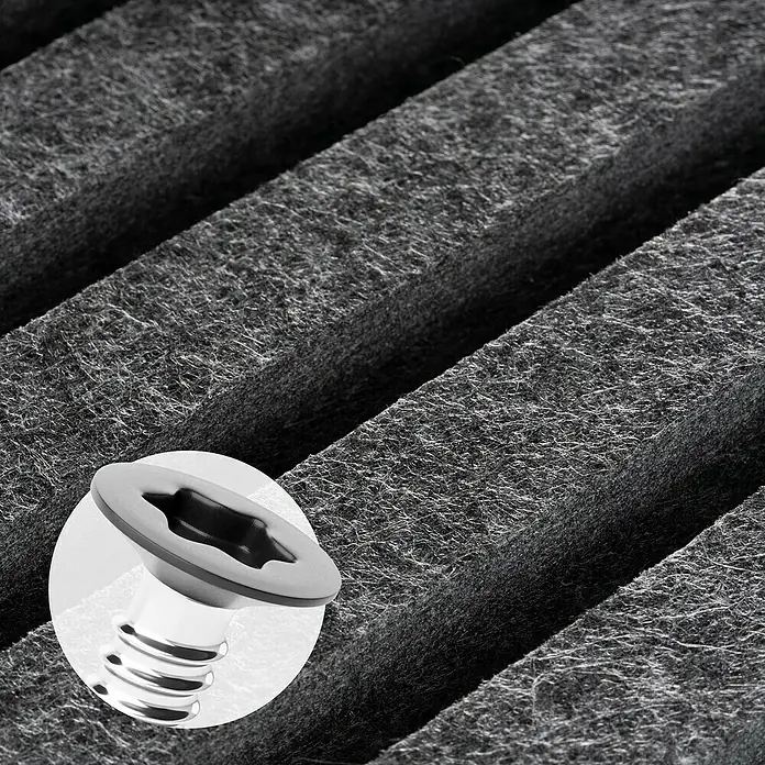 Schrauben-Set - Anthrazit, 50 Stk. - Metallische Schraube mit Flanschkopf und Mehrfach-Innenantrieb, konzipiert für faserige Materialien.