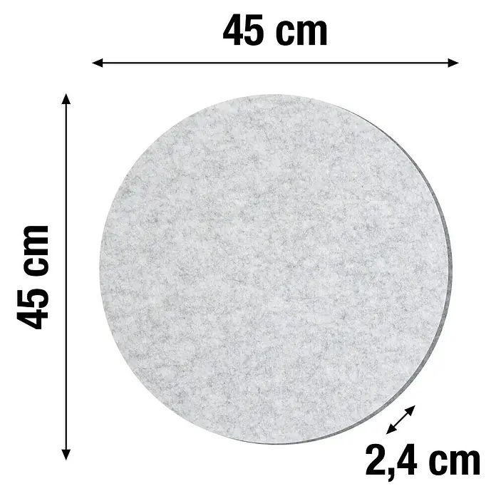 Lautloz Akustikpaneel Roundz - Hellgrau, Ø x S: 45 x 2,4 cm, 1 Stk. - Hellegraue runde Filzscheibe, 45 cm Durchmesser, 2,4 cm dick.