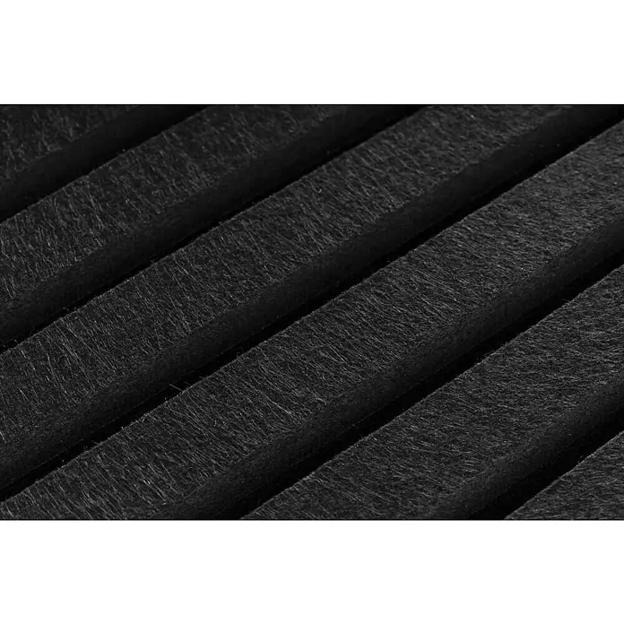 Lautloz Akustikpaneel Coverz - Schwarz, 20 x 240 cm, Textil - Schwarzes, faseriges Material mit deutlichen parallelen erhabenen Linien, typisch für Luftfilter oder Schalldämmung.