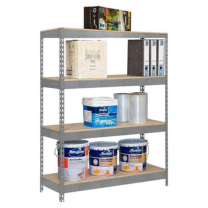Simonrack Bricoforte Estantería para cargas pesadas Chipboard (Al x An x Pr: 200 x 120 x 45 cm, Capacidad de carga por balda: 300 kg, Número de baldas: 4 ud., Inserción, Galvanizado) | BAUHAUS