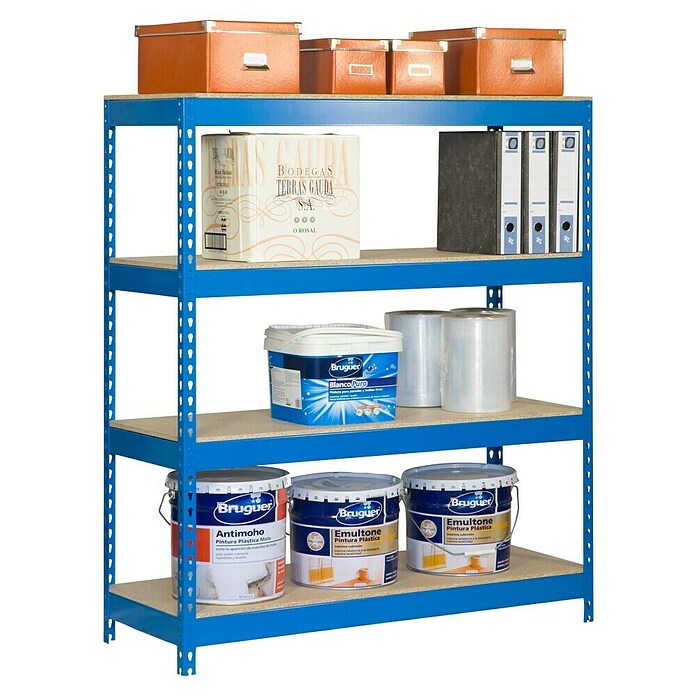 Simonrack Bricoforte Estantería para cargas pesadas Chipboard (Al x An x Pr: 200 x 120 x 45 cm, Capacidad de carga por balda: 300 kg, Número de baldas: 4 ud., Inserción, Azul) | BAUHAUS