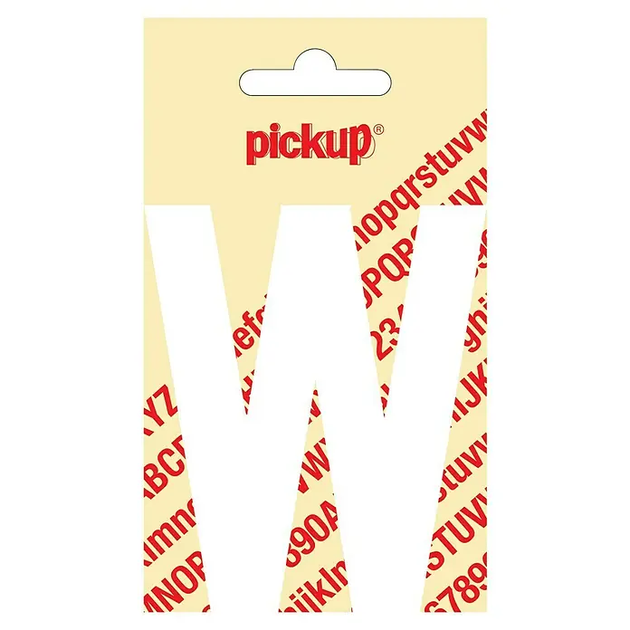 Pickup Aufkleber - Motiv: W, Weiß, Höhe: 90 mm - Aufkleber-Set mit dem Buchstaben 'W' von Pickup, ideal zum Beschriften und Dekorieren. Das Set enthält rote Buchstaben und Zahlen auf cremefarbenem Hintergrund.