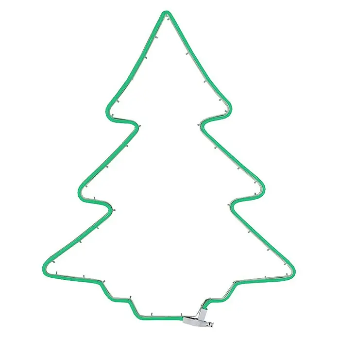 Tween Light Árbol de navidad metálico - Para exterior, An x Al: 47 x 56 cm, Verde - Silueta verde de árbol de Navidad con luces LED para decoraciones festivas y un ambiente navideño.