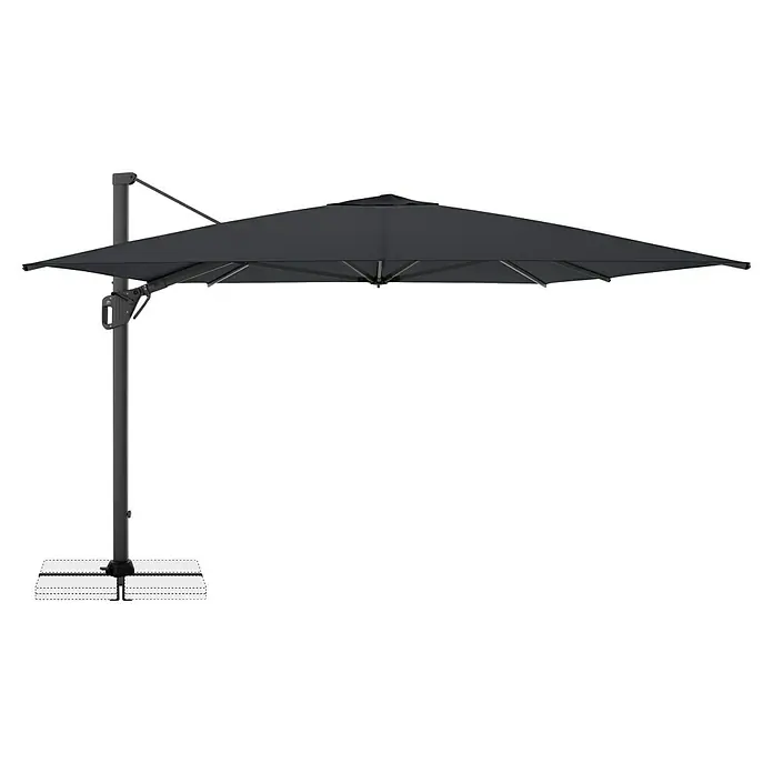 Doppler Ampelschirm Life - Anthrazit, Bespannungsmaß (L x B): 300 x 400 cm - Dunkelgrauer Ampelschirm mit quadratischem Dach und stabilem Sockel für den Außenbereich.