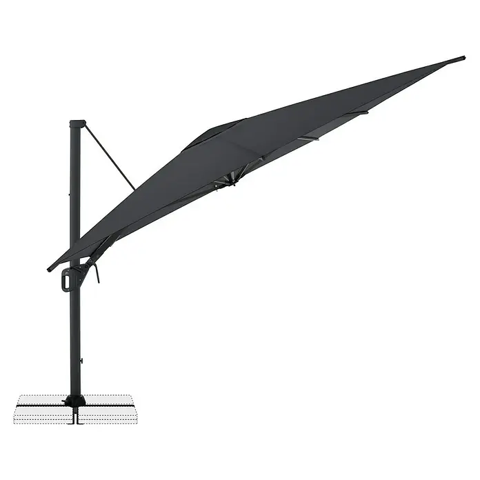 Doppler Ampelschirm Life - Anthrazit, Bespannungsmaß (L x B): 300 x 400 cm - Dunkelgrauer Freiarmschirm mit verstellbarem Arm und stabilem Standfuß für Schatten im Freien.
