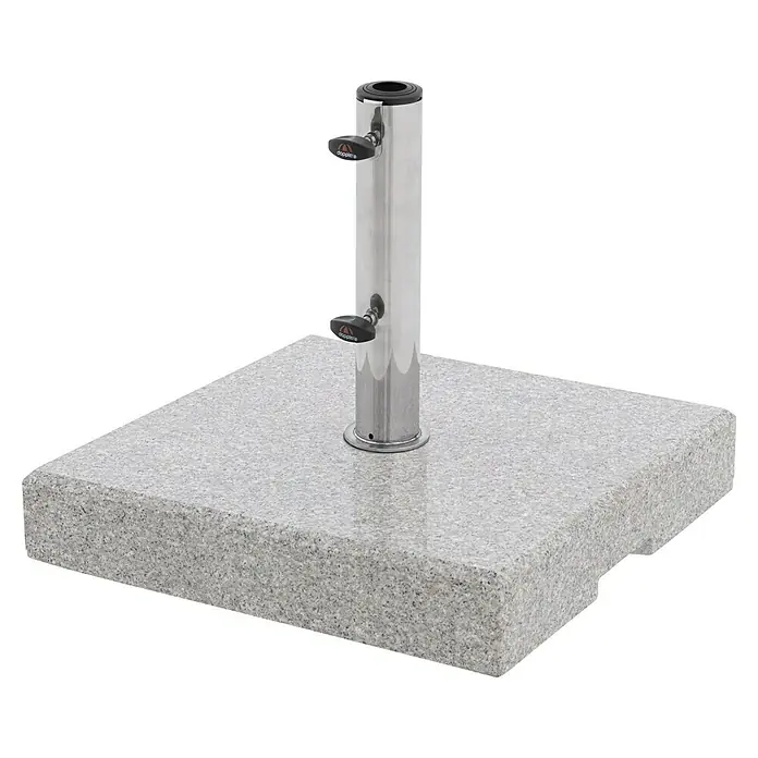 Doppler Granitschirmständer Life - 32,55 kg, L x B: 45 x 45 cm - Sonnenschirmständer mit quadratischem Granitfuß und poliertem Metallrohr mit Klemmen.
