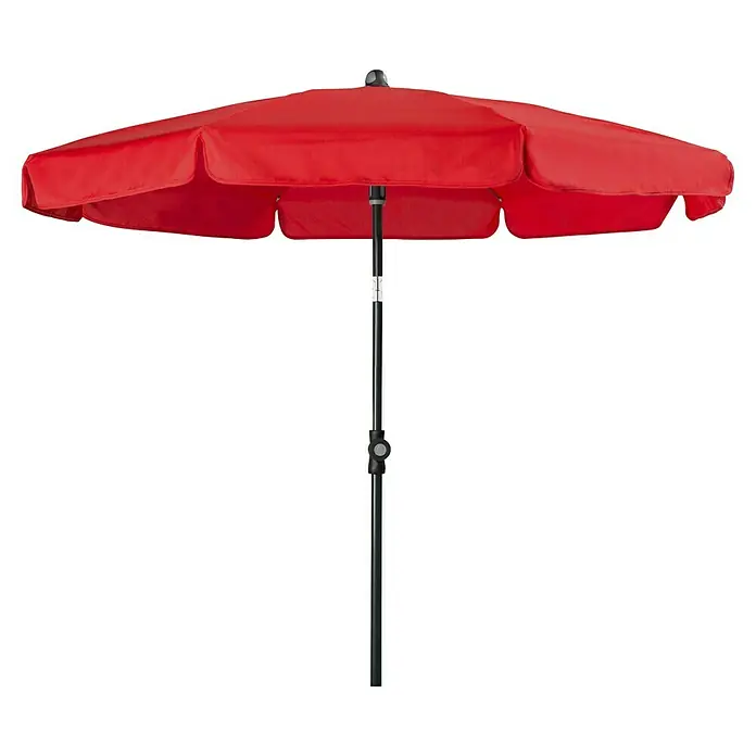 Doppler Sunline Balkonschirm rund Neo - Farbe Bespannung: Rot, Durchmesser Bespannung: 150 cm - Roter Sonnenschirm mit schwarzem Mast.