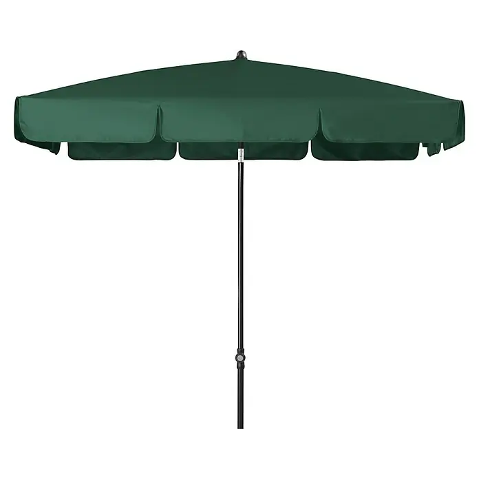 Doppler Sunline Balkonschirm Waterproof Neo - Dunkelgrün, Bespannungsmaß (L x B): 120 x 185 cm - Grüner Terrassenschirm mit dunklem Mast und Kurbelmechanismus für den Außeneinsatz.