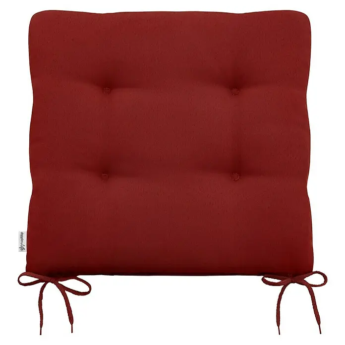 Doppler Sitzkissen Life - L x B x H: 45 x 45 x 4 cm, Kunststoff, Rot - Dunkelrotes, getuftetes Stuhlkissen mit Bändern zum Befestigen.