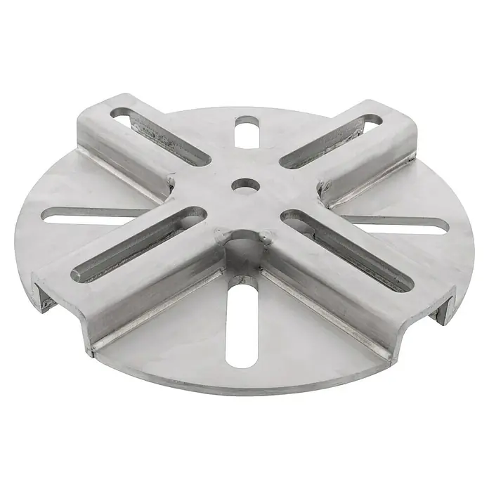Doppler Adapterplatte - Passend für: Passend für Granitplatte 140 Kg, Edelstahl - Silberne Metall-Montageplatte in Sternform mit Schlitzen und Mittelloch.