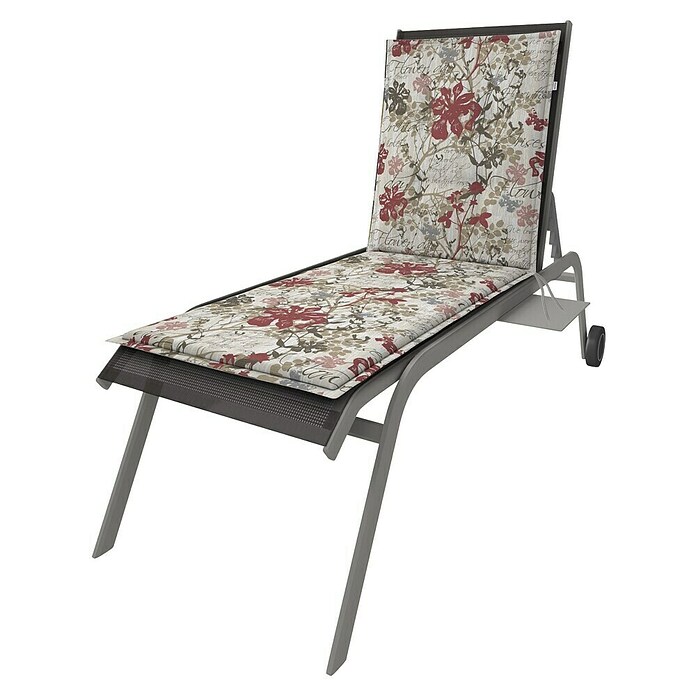Doppler Liegenauflage Living Floral (Rollliege, L x B x H: 195 x 60 x 6 cm, Kunststoff, Baumwolle, Beige/Weinrot) | BAUHAUS