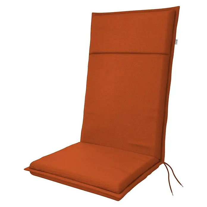 Doppler Sitzauflage Life - Hochlehner, L x B x H: 119 x 48 x 4 cm, Polyester, Orange - Terracotta-orange Outdoor-Stuhlauflage mit Bindebändern zur Befestigung.