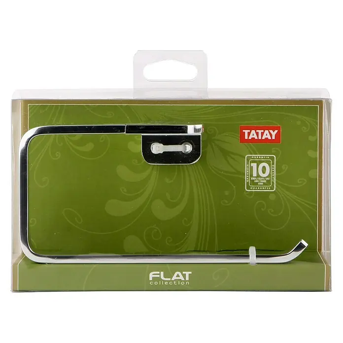 Tatay Flat Toallero de anilla - Ancho: 18,5 cm, Cromo - Imagen de un portarrollos de papel higiénico Tatay de la colección FLAT con 10 años de garantía.
