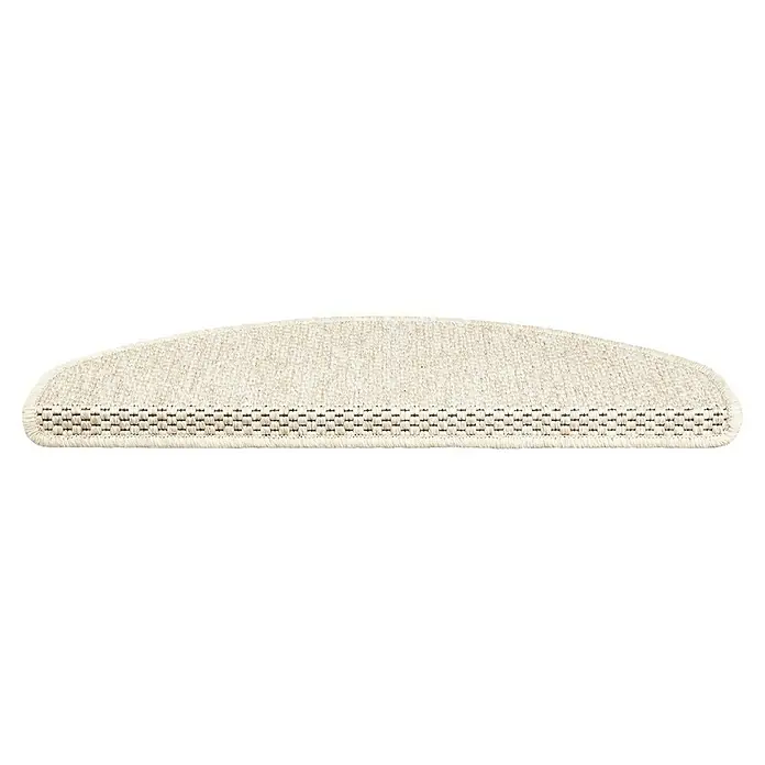 Stufenmatte Kalkutta - 65 x 23,5 cm, Creme, Halbrund - Cremefarbene gewebte Stufenmatte mit texturierter Oberfläche und dunklem geometrischem Muster.