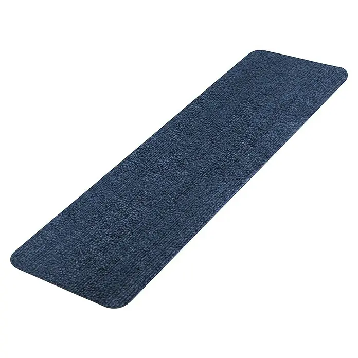 Stufenmatte Leipzig - 60 x 25 cm, 100 % Polypropylen, Blau - Dunkelblauer, strukturierter Teppichläufer mit abgerundeten Ecken.