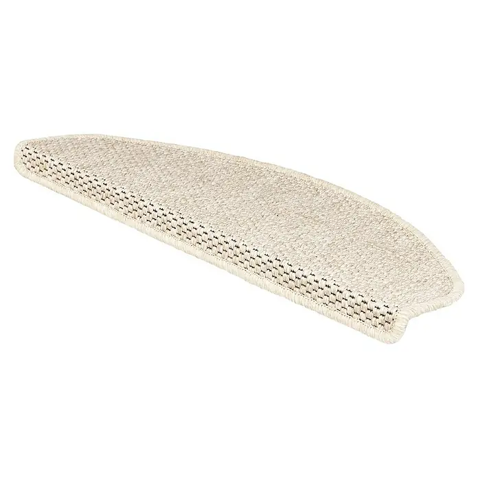 Stufenmatte Kalkutta - 65 x 23,5 cm, Creme, Halbrund - Hellbeige gewebte Stufenmatte in Halbmondform, zum Schutz und zur Dekoration von Treppenstufen.