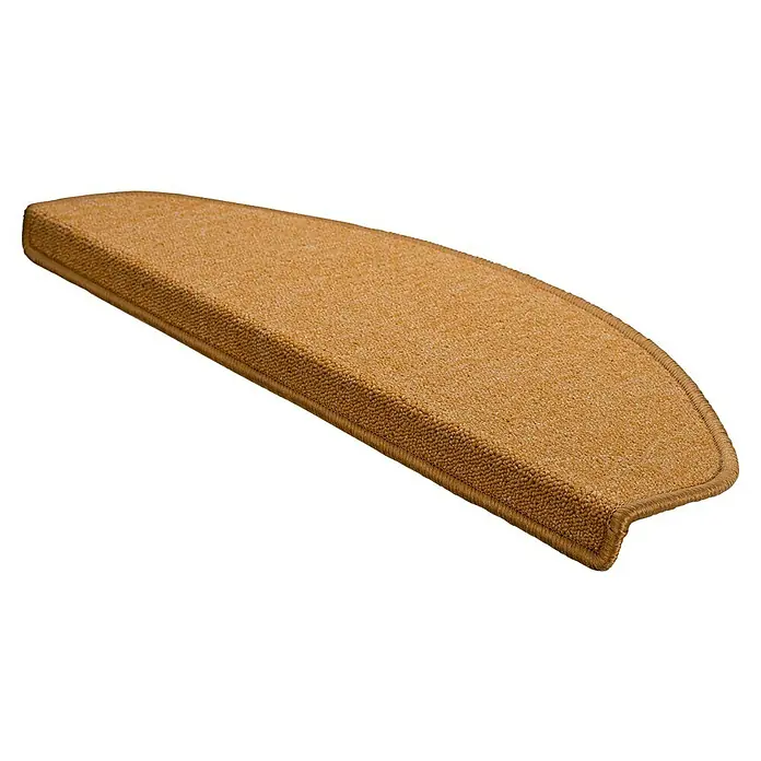 Stufenmatte London - 65 x 24,5 cm, Apricot, Halbrund - Beiger Teppich-Stufenmatte mit abgerundeter Kante für Komfort und Sicherheit.