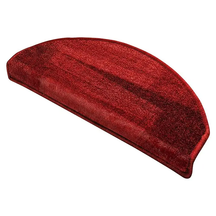 Stufenmatte Veneto - 65 x 23,5 cm, Rot, Halbrund - Roter, halbkreisförmiger Teppich-Treppenstufenbelag mit leicht erhöhtem Rand.