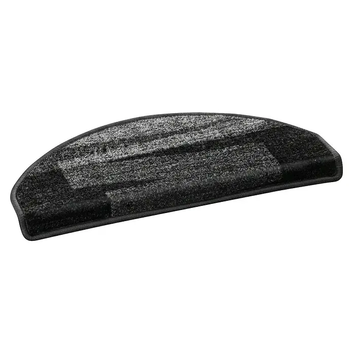 Stufenmatte Veneto - 65 x 23,5 cm, Schwarz, Halbrund - Dunkelgrauer und schwarzer melierter Teppichstufenbelag mit abgerundeter Kante.