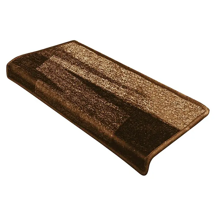 Stufenmatte Veneto - 65 x 23,5 cm, Braun, Rechteck - Brauner, strukturierter Teppich-Treppenstufenbelag mit umgelegter Kante.