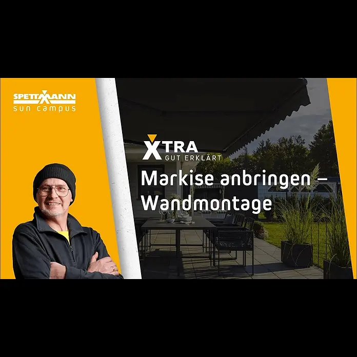Spettmann Teilhülsenmarkise 1063 - Dunkelgrau, Farbe Gestell: Eisenglimmer matt, Breite: 3,5 m, Ausfall: 2,5 m - Markise an der Wand montieren: Schritt-fr-Schritt Anleitung  Spettmann Markise
