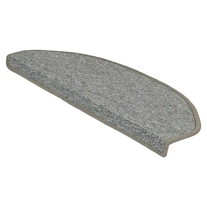 Stufenmatte London - 65 x 25 cm, Grau, Halbrund - Graue Teppich-Stufenmatte mit Umrandung, halbmondförmig.