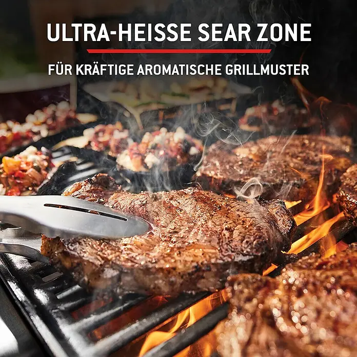 Weber Gasgrill Spirit E-335 GBS - Grillfläche (B x T): 52 x 44 cm, 9,1 kW, Anzahl Brenner: 3 Stk. - Saftige Steaks brutzeln auf einem Grillrost in einer ultra-heißen Sear Zone, erzeugen kräftige aromatische Grillmuster.